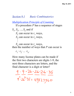 Section 9.1 Basic Combinatorics Multiplication Principle of