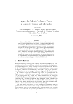 Again, the role of conference publications in Computer Science and