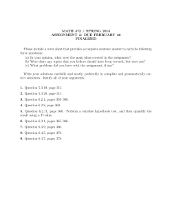 MATH 472 / SPRING 2013 ASSIGNMENT 3: DUE FEBRUARY 20