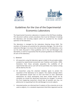 Guidelines for the Use of the Experimental Economics Laboratory