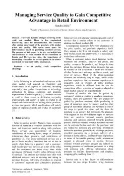 Managing Service Quality to Gain Competitive Advantage in Retail