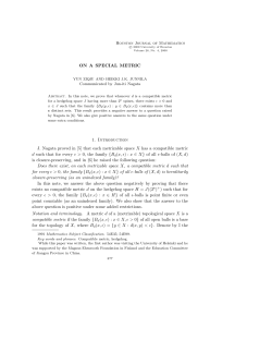 ON A SPECIAL METRIC 1. Introduction J. Nagata proved in [5] that