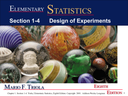 Section 1-4 Design of Experiments