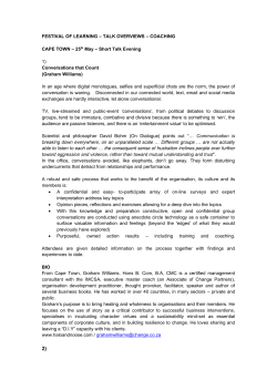 FESTIVAL OF LEARNING &ndash; TALK OVERVIEWS &ndash; COACHING