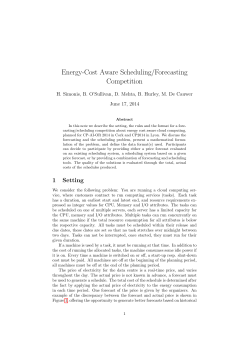 Energy-Cost Aware Scheduling/Forecasting