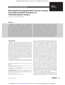 BMX Negatively Regulates BAK Function, Thereby Increasing