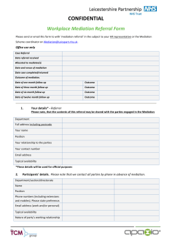 CONFIDENTIAL Workplace Mediation Referral Form