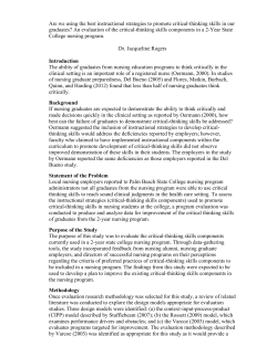 Are we using the best instructional strategies to promote critical