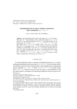 HYPERSURFACES IN SPACE FORMS SATISFYING THE