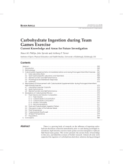 Carbohydrate Ingestion during Team Games Exercise