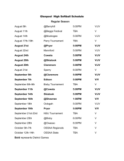 Glenpool High Softball Schedule Regular Season August 8th