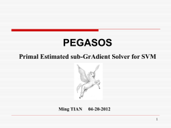 Outline Review of SVM optimization The Pegasos