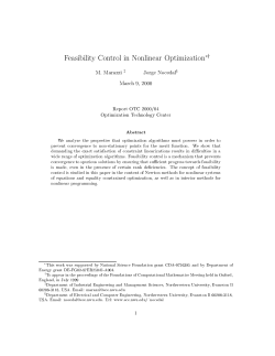 Feasibility Control in Nonlinear Optimization*f