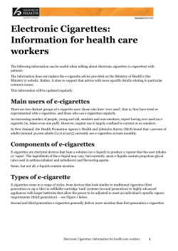 E-cigarettes - Ministry of Health