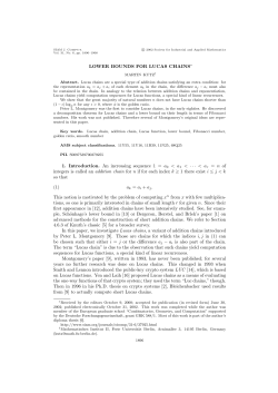 LOWER BOUNDS FOR LUCAS CHAINS&lowast; 1. Introduction. An