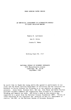 An Empirical Assessment of Alternative Models of Risky Decision