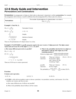 12-6 Study Guide and Intervention Permutations and Combinations