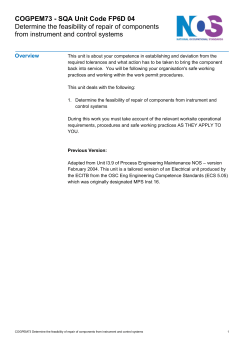 Determine the feasibility of repair of components from