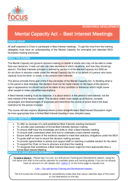 Mental Capacity &ndash; Best Interest Meetings