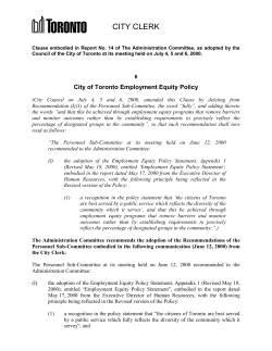 City of Toronto Employment Equity Policy