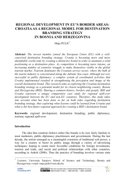 Croatia as a regional model for destination branding strategy in