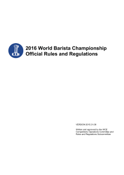 2016 World Barista Championship Official Rules and Regulations