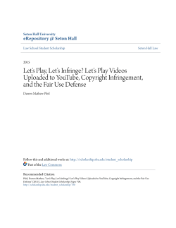 Let`s Play Videos Uploaded to YouTube, Copyright Infringement