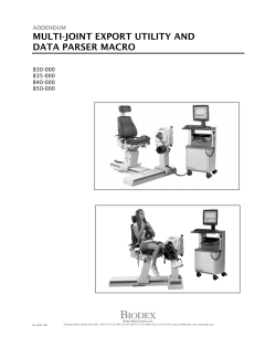 Manual, Addendum, Multi-Joint Export Utility and Data