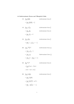 4.4 Indeterminate Forms and l`Hospital`s Rule 12) lim indeterminate