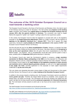The outcome of the 18/19 October European Council on a