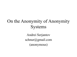 On the Anonymity of Anonymity Systems