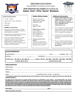 Games Start After Easter Weekend