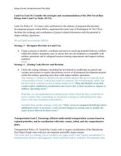 Land Use Goal 10. Consider the strategies and recommendations of