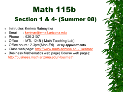 Math 115a &ndash; Section 2 - Arizona Math