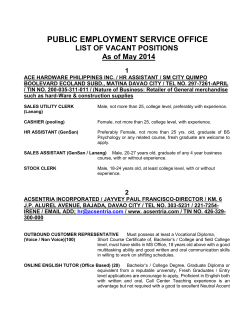 list of job vacancies as of may 2014