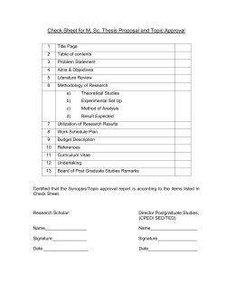 for Thesis Topic Proposal in M.Sc.