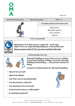 Manual Handling Safe Work Instruction
