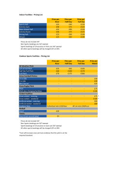 Indoor Facilities - Pricing List Price per Hour Price per Half Day Price