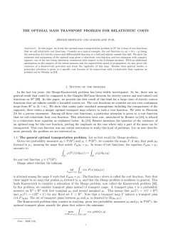 THE OPTIMAL MASS TRANSPORT PROBLEM FOR RELATIVISTIC