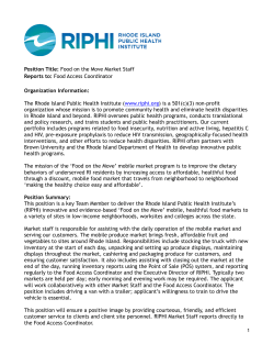 Position Title: Food on the Move Market Staff Reports to: Food