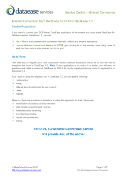 Service Outline &ndash; Minimal Conversion