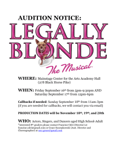 Audition time slots - Mainstage Center for the Arts