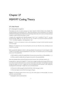 MSMYP7 Coding Theory