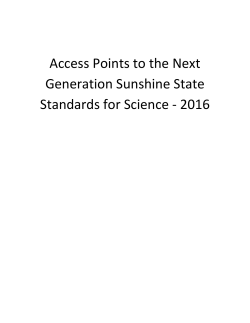 Access Points to the Next Generation Sunshine State Standards for
