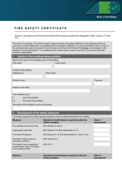 FIRE SAFETY CERTIFICATE Issued in accordance with the