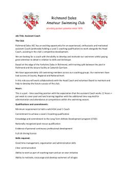 Assistant Coach - Richmond Dales ASC