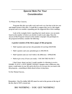 Special Note For Your Consideration DO NOTHING