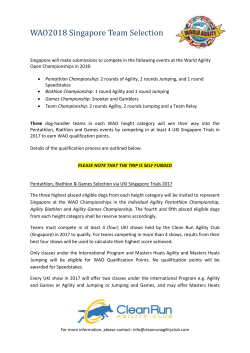 Other Eligibility Criteria for WAO2018 Singapore team