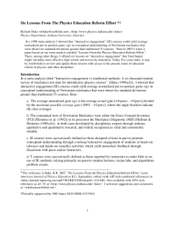 Six Lessons From The Physics Education Reform Effort *&dagger;