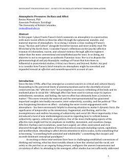 Atmospheric Pressures: On Race and Affect